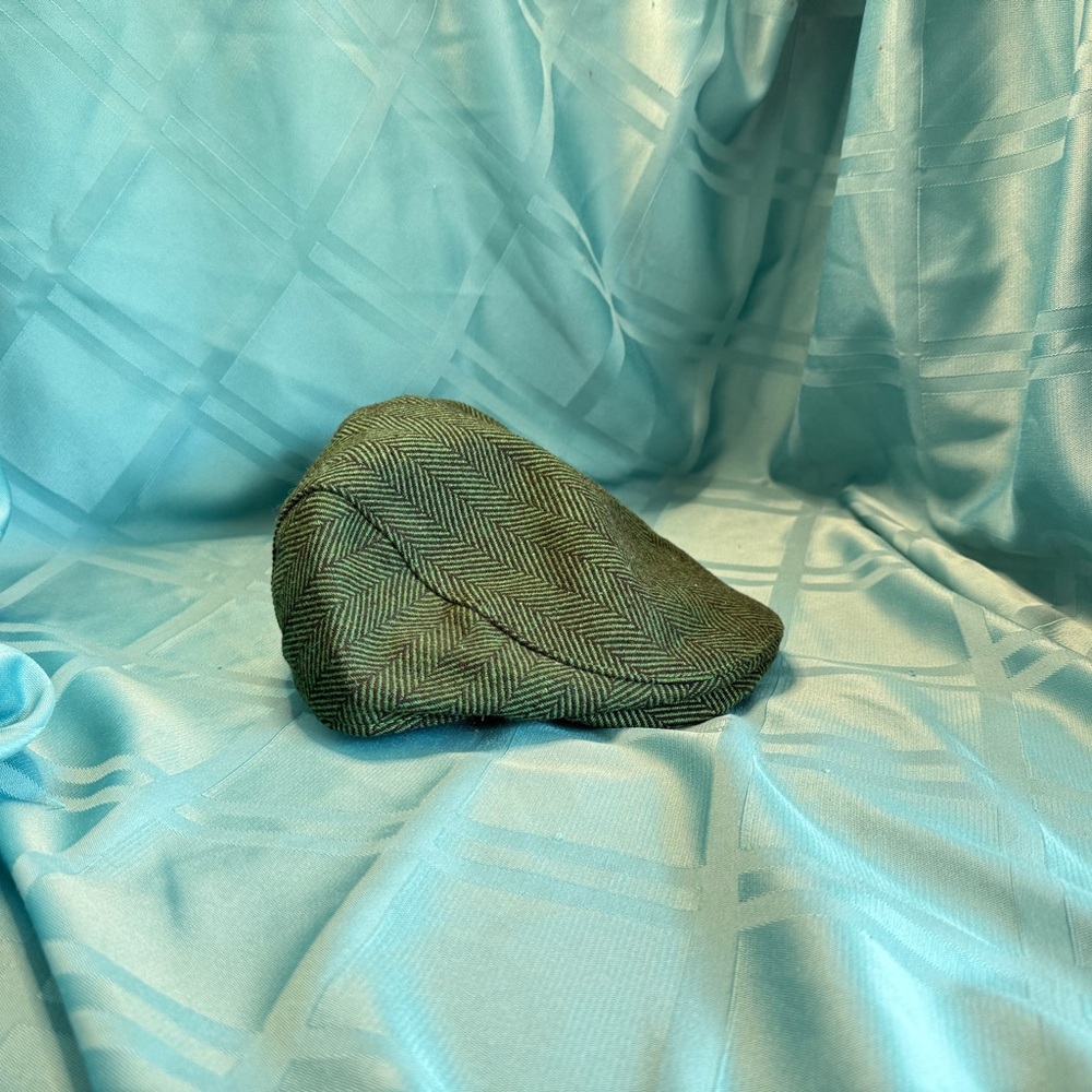 Green Boston Scally Co. Herringbone Flat Cap